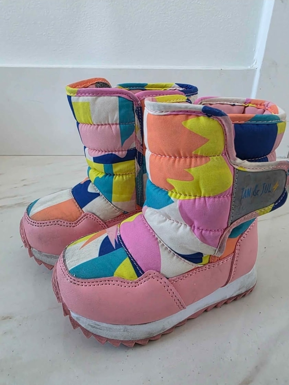 Jan & Jul Toasty-Dry Tall Puffy Winter Boots Toddler Colorblock Pink Sun 5.5